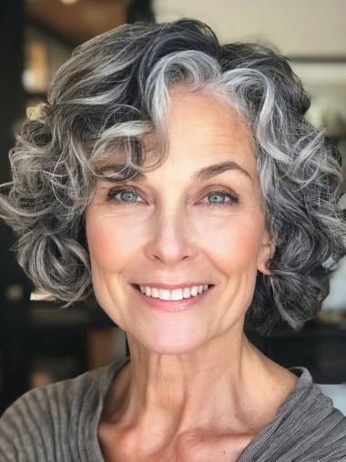 Grey Wigs Short Layered Monofilament 8" Wigs