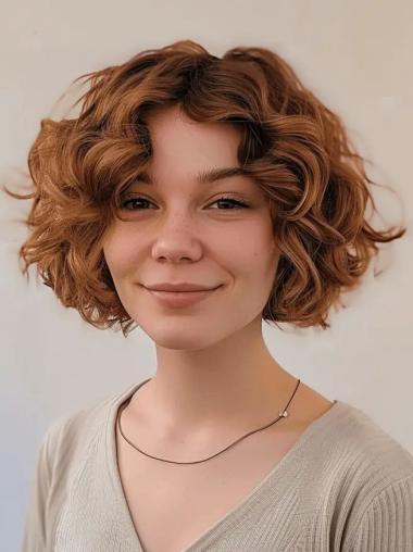 Short Curly Bob Wig 6" Synthetic Monofilament Wigs