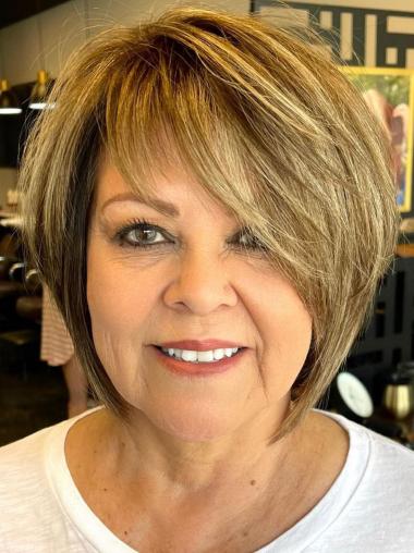 Women'S Short Hair Wigs Lace Front Synthetic 8" With Bangs Wigs