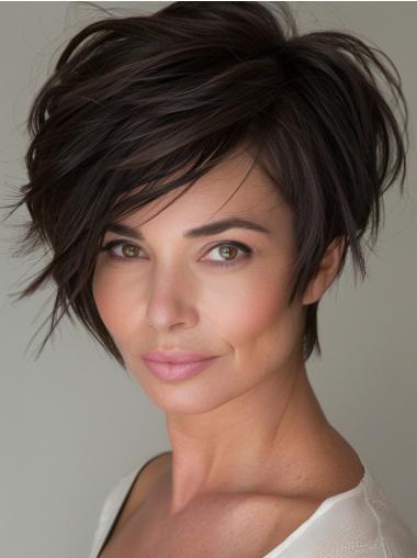 Short Black Hair Wigs 8" Synthetic Monofilament Wigs