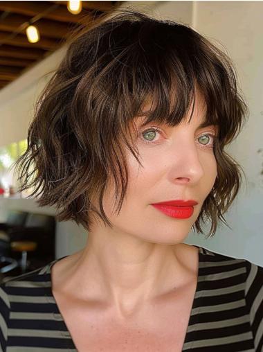 Short Hair Pixie Wigs Monofilament Synthetic 8" With Bangs Wigs