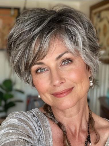 Short Wig Human Hair With Bangs 6" Straight Wigs