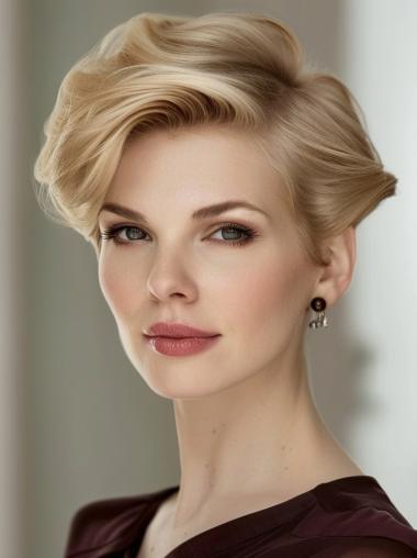 Short Bob Human Hair Wigs Wavy 6" Blonde Wigs