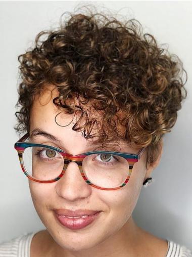 Short Hair Wigs With Bangs 4" Curly Lace Front Wigs