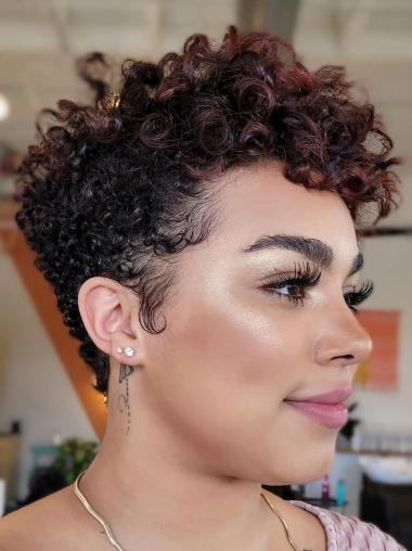 Short Front Lace Wigs Curly Synthetic 4" With Bangs Wigs