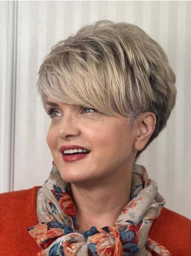 Short Blonde Lace Front Wig Synthetic 6" With Bangs Wigs