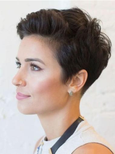 Short Pixie Wigs For Women 4" Wavy Monofilament Wigs