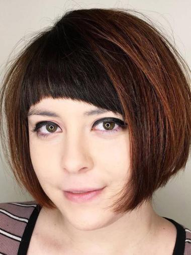 Short Bob Wig Human Hair Straight 8" Ombre/2 Tone Wigs