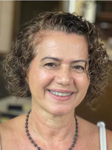 Human Short Hair Wigs 8" Monofilament Brown Wigs