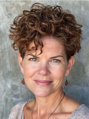 Womens Wigs Short Curly 6" Brown Wigs