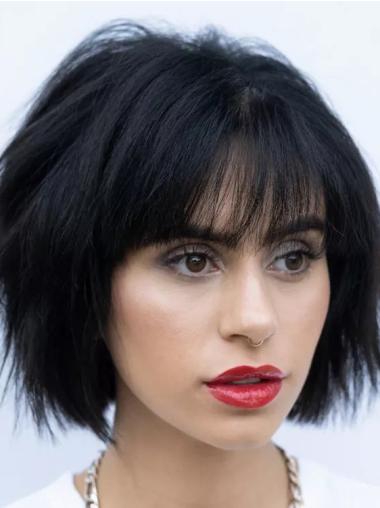 Short Natural Wigs For Black Hair Straight 10" Black Wigs