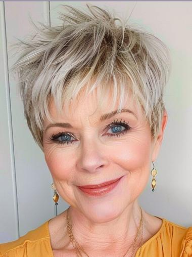 Women'S Short Pixie Wigs Synthetic 4" With Bangs Wigs
