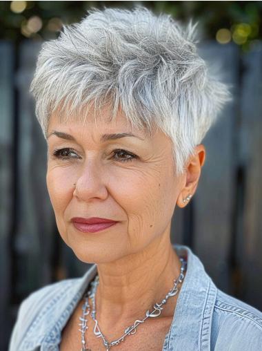Short Grey Wigs 4" Lace Front Synthetic Boycuts Wigs