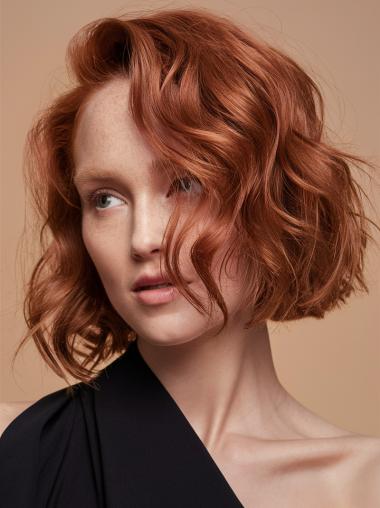 Bob Wigs For Sale 10" Monofilament With Bangs Copper Wavy Wigs