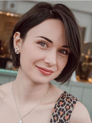 Brown Short Bob Wigs 8" Monofilament With Bangs Synthetic Wigs