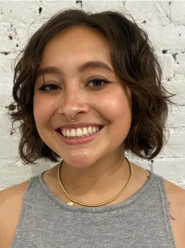 Short Bob Wigs Layered Remy Human Hair 8" Monofilament Wigs