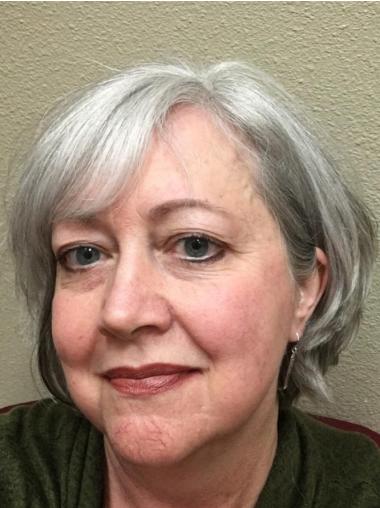 Short Grey Bob Wigs Remy Human Hair Lace Front 8" With Bangs Wigs