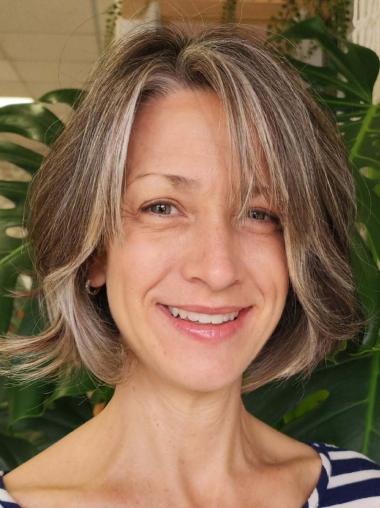 Ladies Wig Bob 10" Lace Front Layered Ombre Tone Wavy Wigs