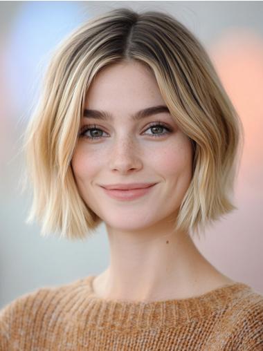 Ladies Blonde Bob Wig Wavy Synthetic 10" Chin Length Wigs