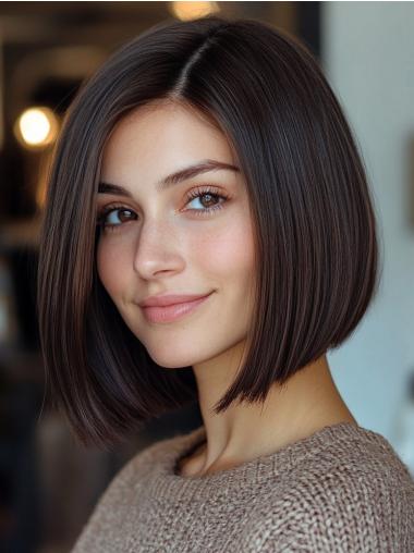 Bob Style Brown Wigs Straight Synthetic 10" Chin Length Wigs