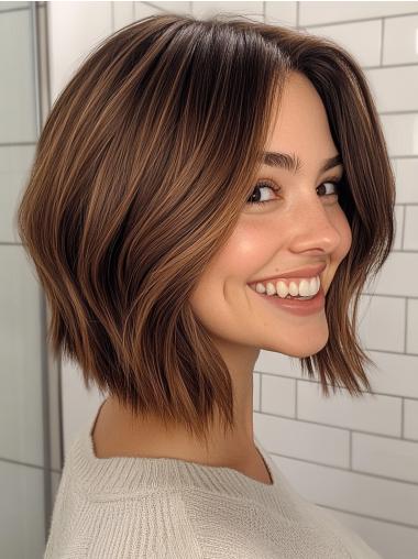 Bob Wigs Human Hair Monofilament Straight 10" Layered Wigs