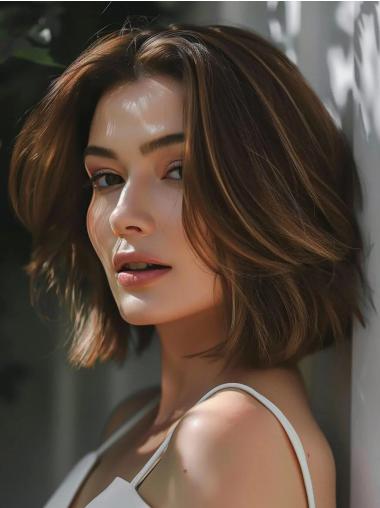 Bob Wig That Looks Real Lace Front 12" Remy Human Hair Layered Wigs