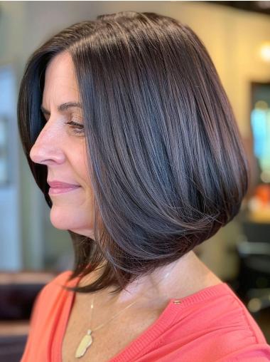 Black Bob Wigs Real Hair Lace Front Straight 10" Layered Wigs