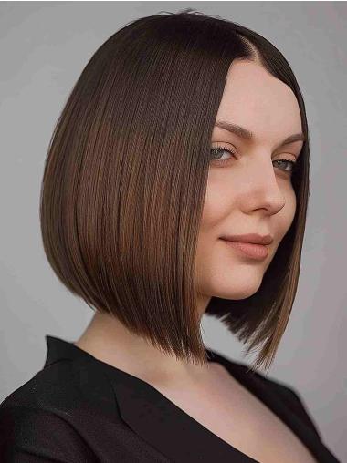 Party Brown Bob Wigs Straight Synthetic 10" Chin Length Wigs