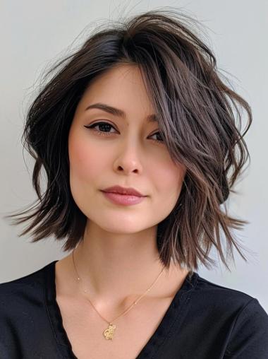 Ladies Bob Wig Lace Front 12" Synthetic Layered Wavy Wigs