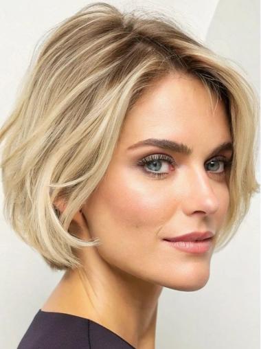 Short Bob Blonde Wig Layered Synthetic 8" Lace Front Wigs