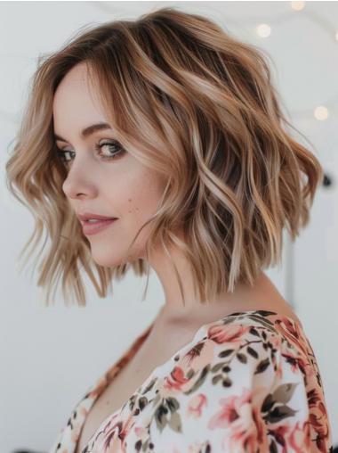 Bob Hairstyles Wigs Synthetic Layered Wavy Lace Front Wigs