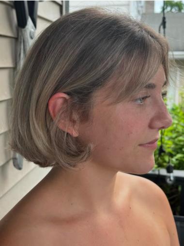 Lace Wig Bob With Bangs 10" Straight Chin Length Wigs