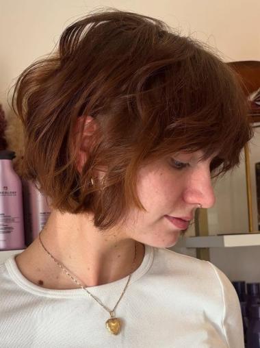 Short Copper Bob Wigs Layered Synthetic 8" Lace Front Wigs