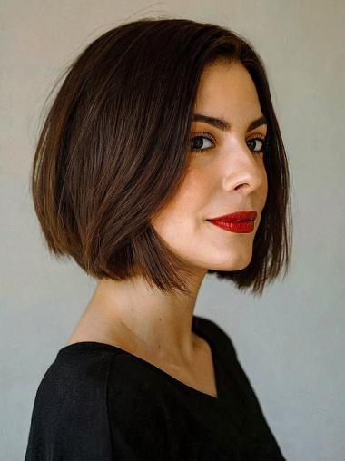 Lace Front Wig Bob Layered 10" Straight Chin Length Wigs