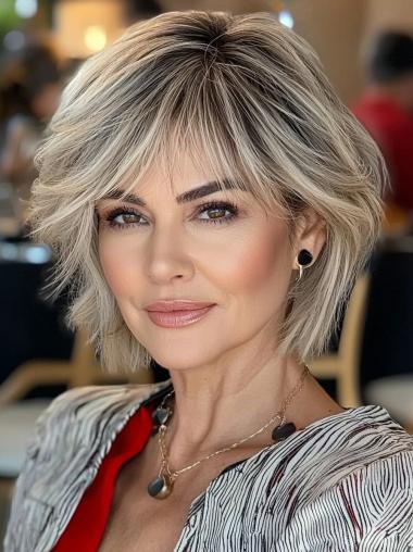 Lace Wig Blonde Bob Layered 10" Straight Chin Length Wigs