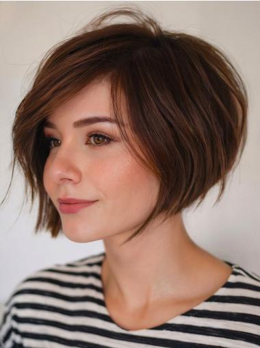 Short Bob Style Wigs Layered Synthetic 8" Monofilament Wigs