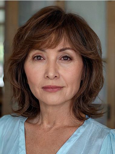 Bob Lace Wigs With Bangs 12" Wavy Shoulder Length Wigs