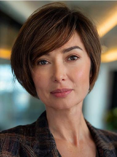 Wigs Short Bob With Bangs Synthetic 6" Lace Front Wigs