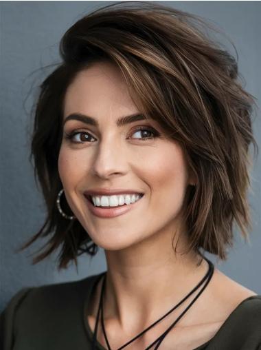 Lace Wig Bobs Straight Synthetic Chin Length Layered Wigs