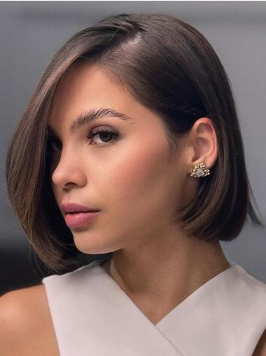 Bob Wig Brown Straight Synthetic Chin Length Layered Wigs
