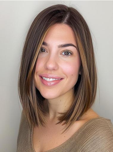 Bob Highlight Wigs Monofilament Shoulder Length 12" Layered Wigs