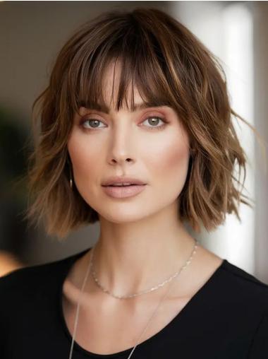 French Bob Wig Monofilament Chin Length 10" With Bangs Wigs