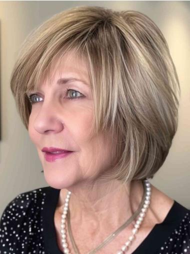 Blonde Bob Wigs Layered Chin Length Straight Synthetic Wigs