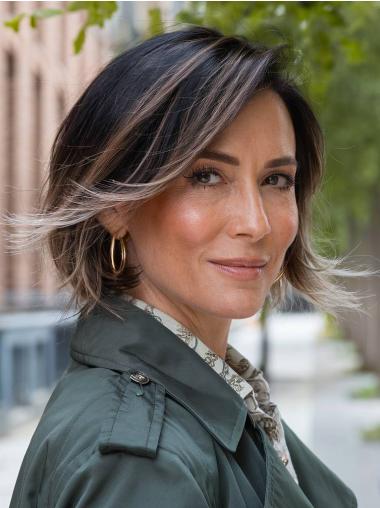 Human Hair Ladies Bob Wigs Straight 10" Monofilament Chin Length Wigs