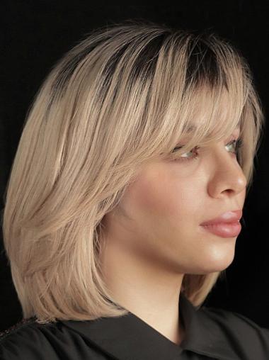 Bob Hairstyle Wig Synthetic Layered Straight Monofilament Wigs