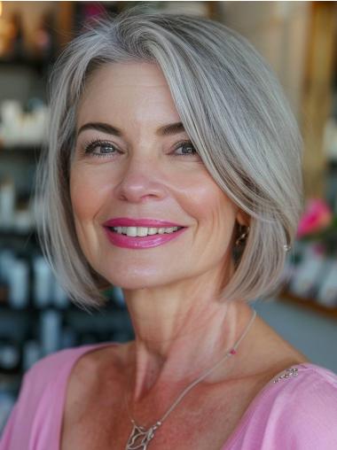 Grey Wig Bob Lace Front Layered Straight 10" Wigs