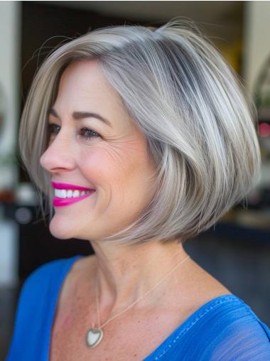 Bob Grey Wig Lace Front Layered Straight 10" Wigs