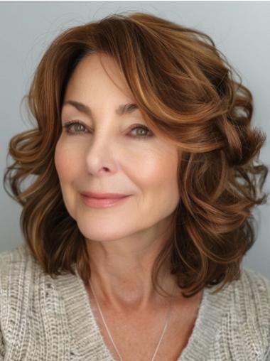 Auburn Bob Wig For Women Layered Shoulder Length Curly Synthetic Wigs