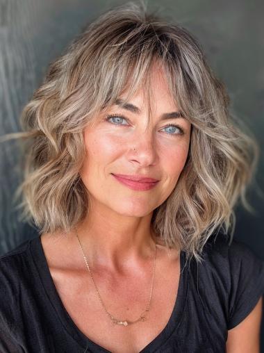 Bob Wig That Looks Real Remy Human Hair With Bangs Wavy Wigs