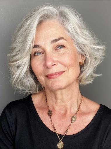 Grey Bob Wig Monofilament Layered Wavy 10" Wigs